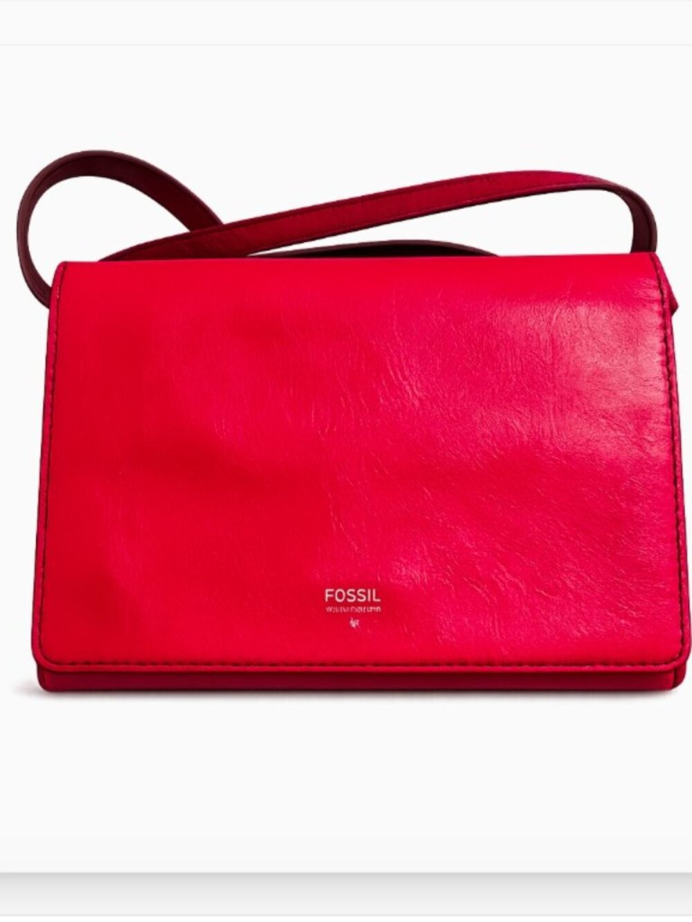 Fossil Red Mini Flap Genuine Leather Crossbody Hand Bag NWOT